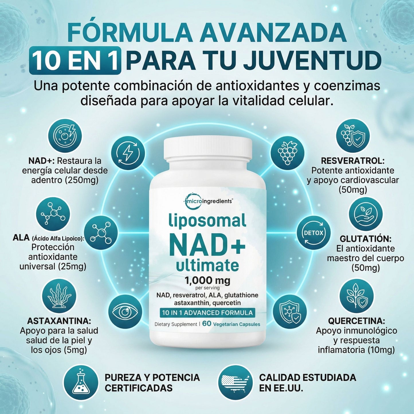 Liposomal NAD™ Pro- Apoyo celular diario para mantener tu energía y vitalidad.