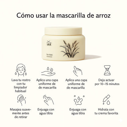 SIOT Rice Mask - Mascarilla para una piel más clara, suave y uniforme