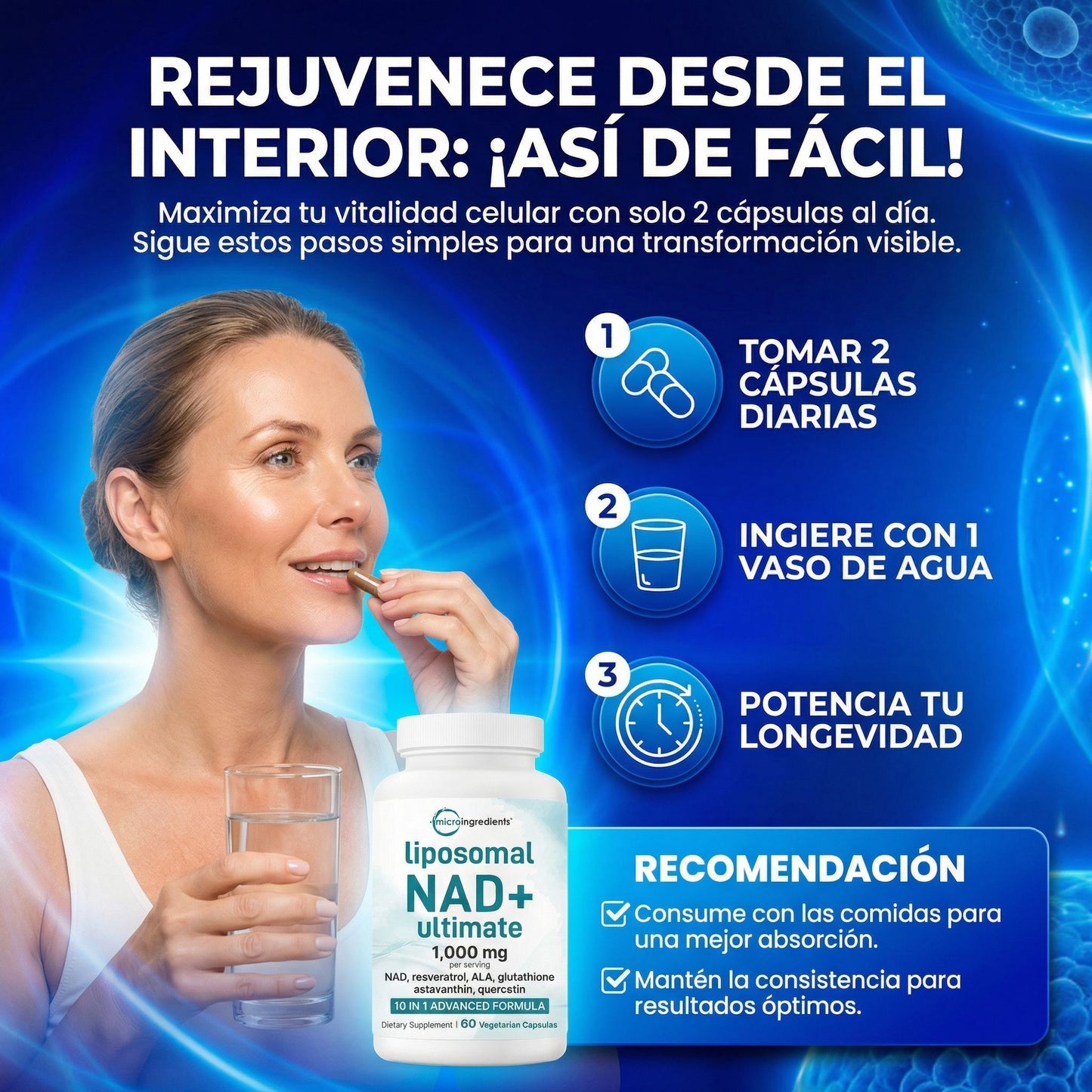 Liposomal NAD™ Pro- Apoyo celular diario para mantener tu energía y vitalidad.