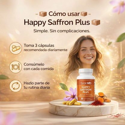 Happy Saffron + -  Apoyo diario para sentirte más estable y tranquilo